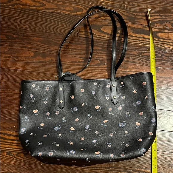 Coach Black Floral Leather Tote - Picture 2 of 5